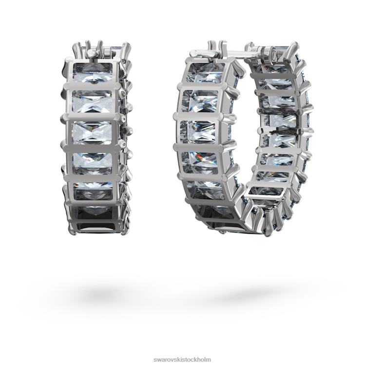 Swarovski matrix hoop örhängen P28L866 Smycken baguetteskuren, grå, ruteniumpläterad