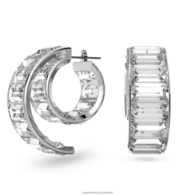 Swarovski matrix hoop örhängen P28L907 Smycken baguetteskuren, vit, rodiumpläterad