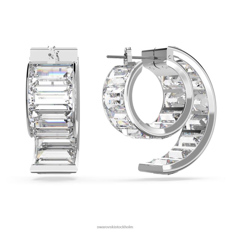 Swarovski matrix hoop örhängen P28L907 Smycken baguetteskuren, vit, rodiumpläterad