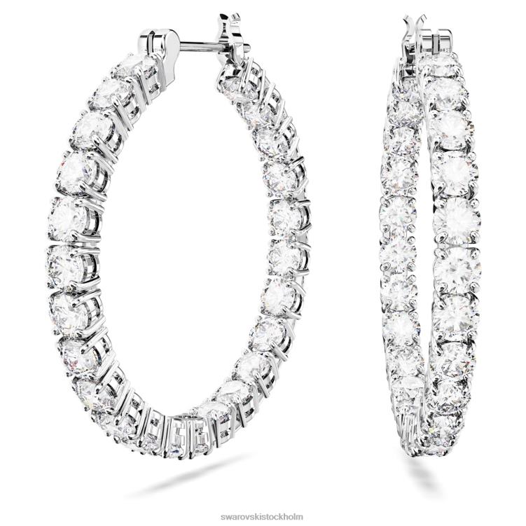Swarovski matrix hoop örhängen P28L911 Smycken rund skuren, vit, rodiumpläterad