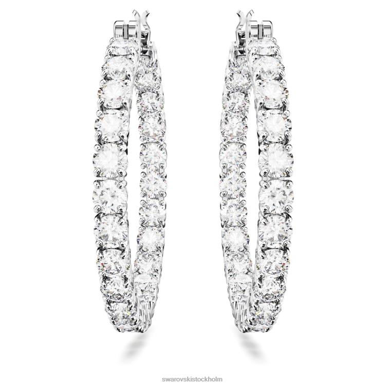 Swarovski matrix hoop örhängen P28L911 Smycken rund skuren, vit, rodiumpläterad