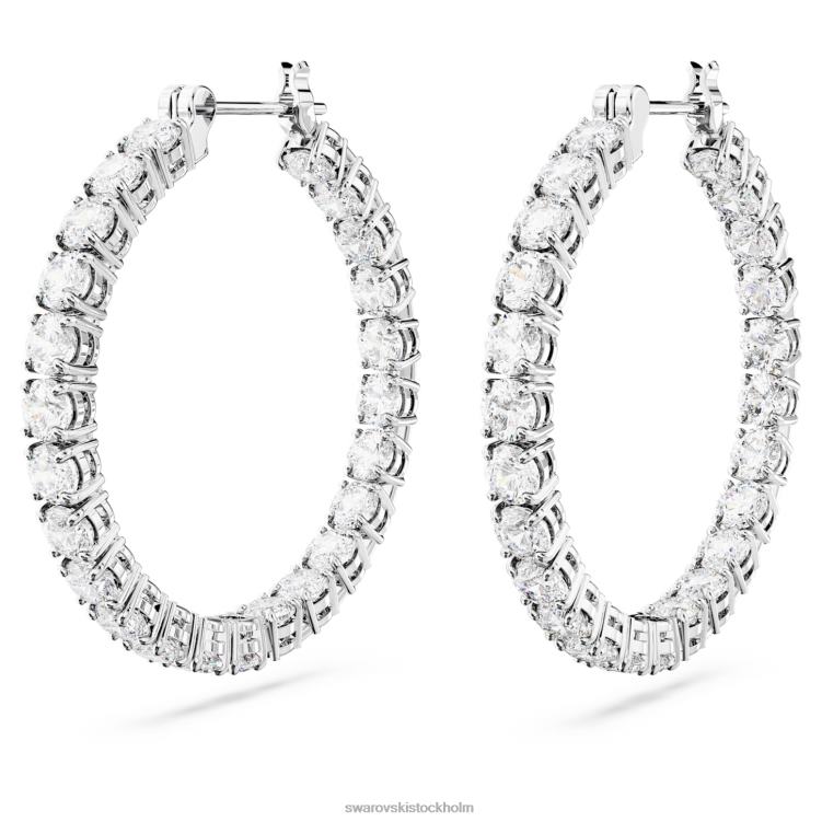 Swarovski matrix hoop örhängen P28L911 Smycken rund skuren, vit, rodiumpläterad