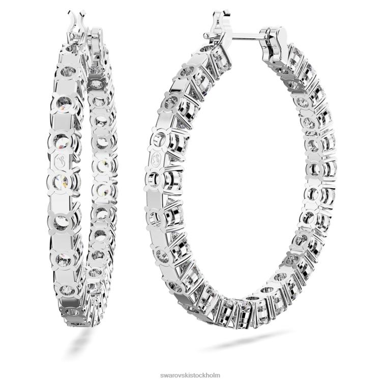 Swarovski matrix hoop örhängen P28L911 Smycken rund skuren, vit, rodiumpläterad