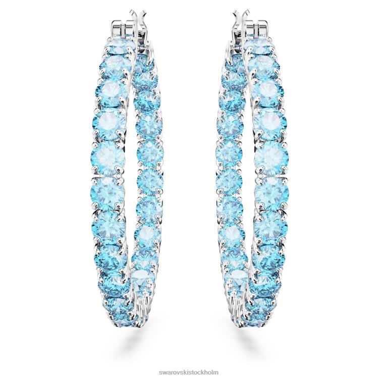 Swarovski matrix hoop örhängen P28L923 Smycken rund skuren, blå, rodiumpläterad