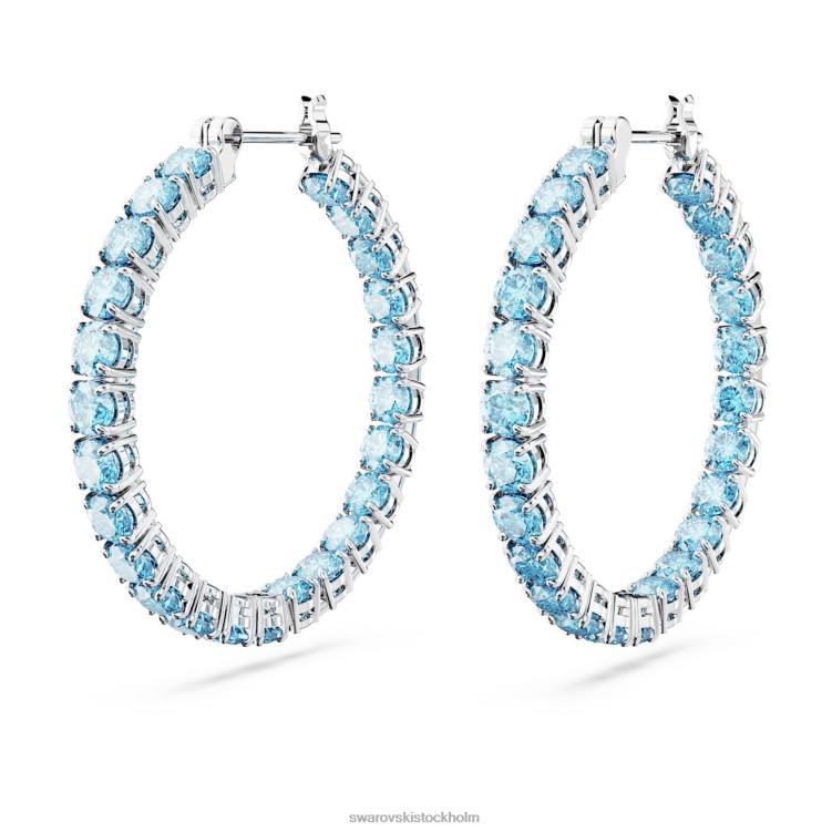 Swarovski matrix hoop örhängen P28L923 Smycken rund skuren, blå, rodiumpläterad