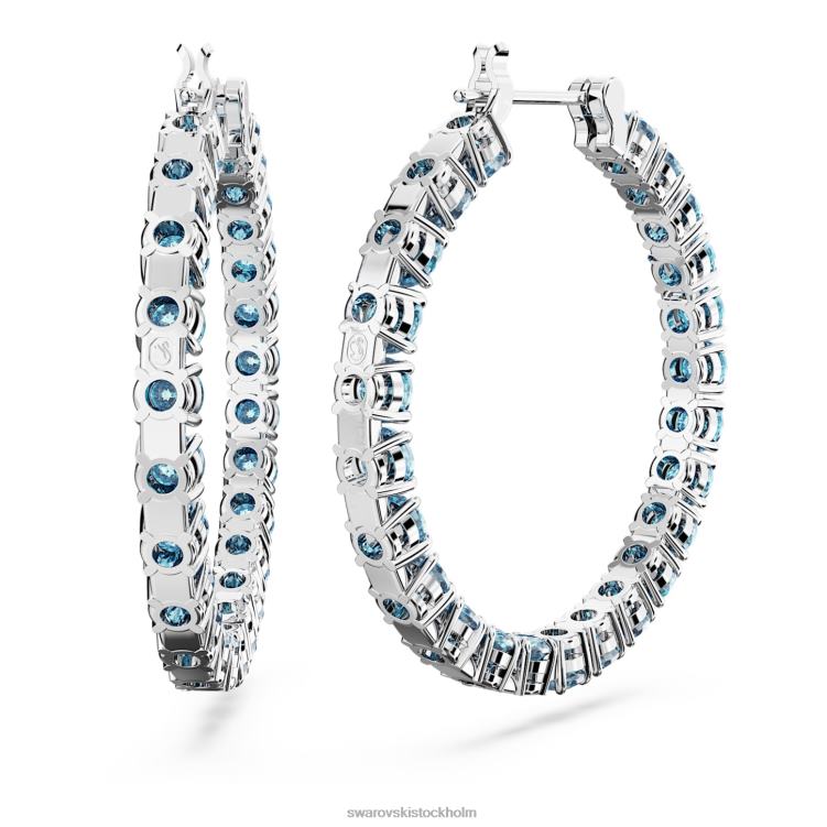 Swarovski matrix hoop örhängen P28L923 Smycken rund skuren, blå, rodiumpläterad