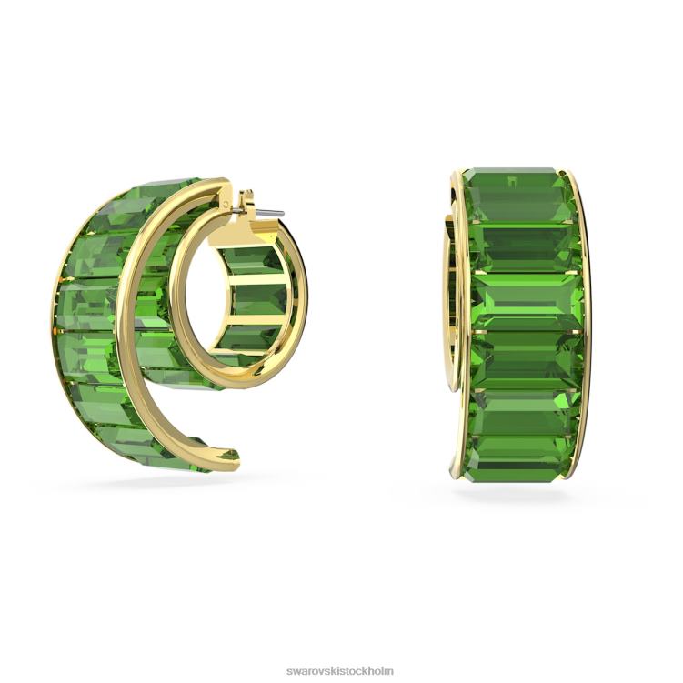 Swarovski matrix hoop örhängen P28L928 Smycken baguetteskuren, grön, guldfärgad