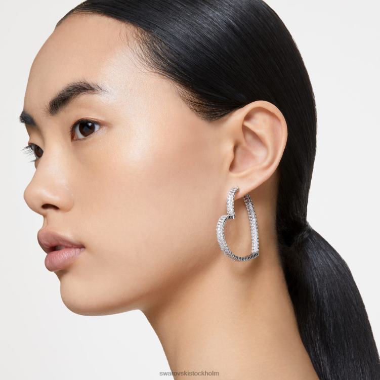 Swarovski matrix hoop örhängen P28L938 Smycken hjärta, vit, rodiumpläterad