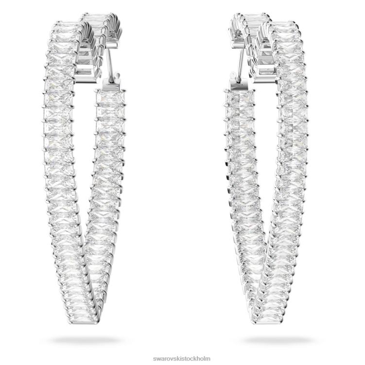 Swarovski matrix hoop örhängen P28L938 Smycken hjärta, vit, rodiumpläterad