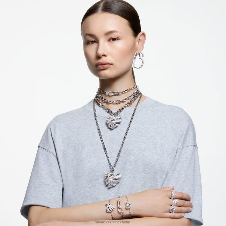 Swarovski matrix hoop örhängen P28L938 Smycken hjärta, vit, rodiumpläterad