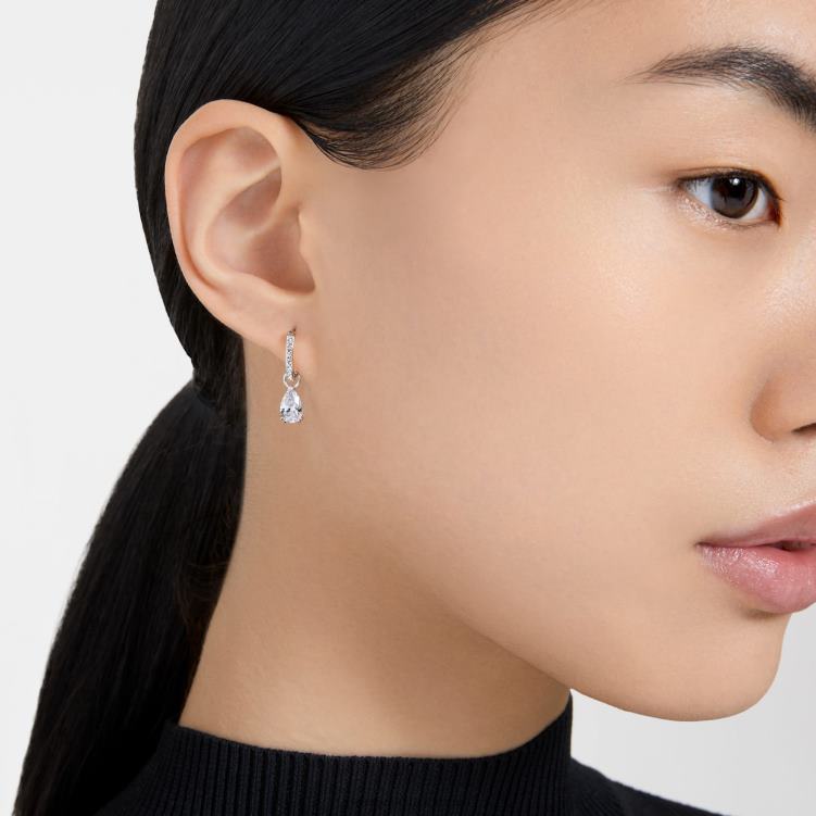 Swarovski millenia hoop örhängen P28L762 Smycken päronskuren, vit, rodiumpläterad