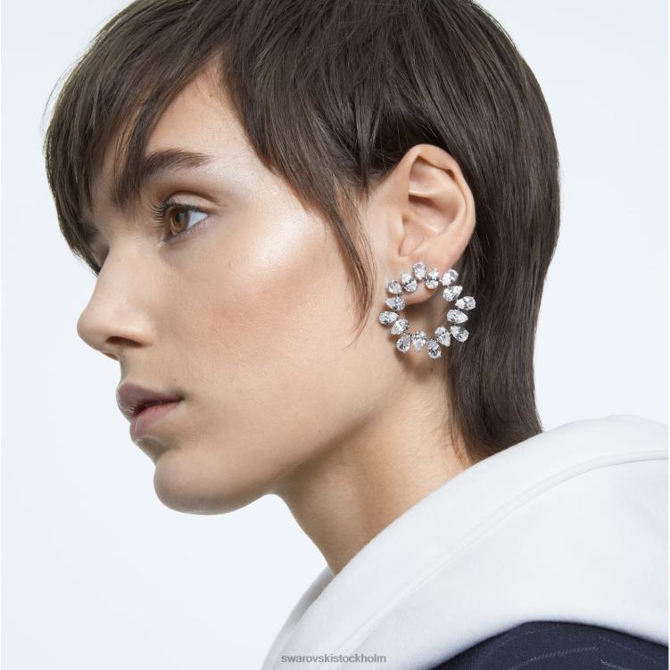 Swarovski millenia hoop örhängen P28L875 Smycken päronskuren, vit, rodiumpläterad