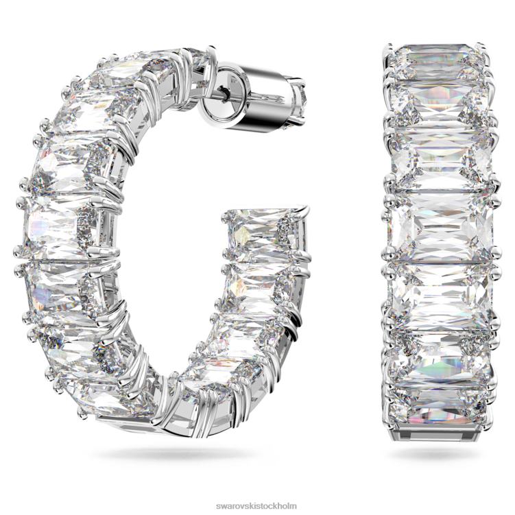 Swarovski millenia hoop örhängen P28L881 Smycken octagon cut, vit, rodiumpläterad