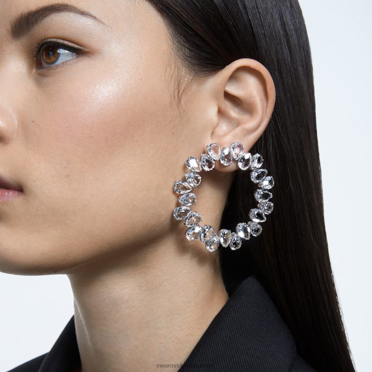 Swarovski millenia hoop örhängen P28L896 Smycken päronskuren, vit, rodiumpläterad