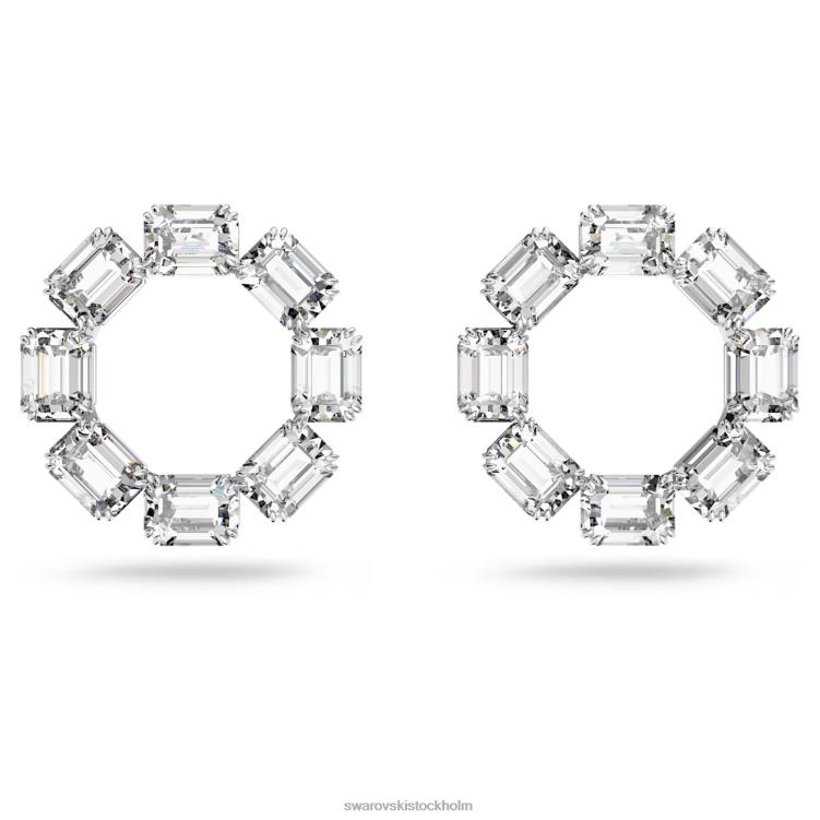 Swarovski millenia hoop örhängen P28L935 Smycken octagon cut, vit, rodiumpläterad