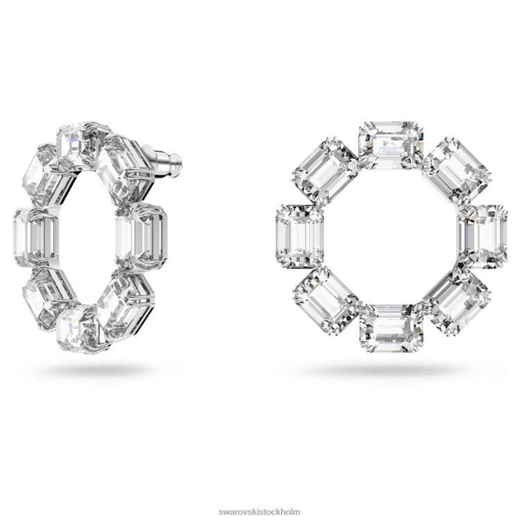 Swarovski millenia hoop örhängen P28L935 Smycken octagon cut, vit, rodiumpläterad