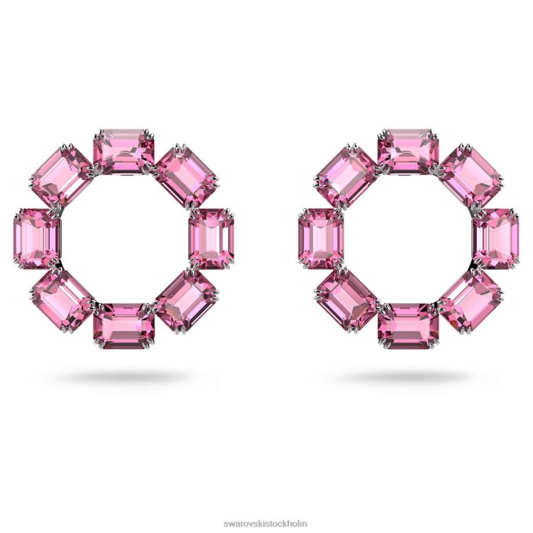 Swarovski millenia hoop örhängen P28L936 Smycken octagon cut, rosa, rodiumpläterad
