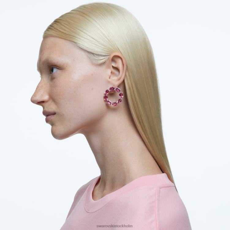 Swarovski millenia hoop örhängen P28L936 Smycken octagon cut, rosa, rodiumpläterad