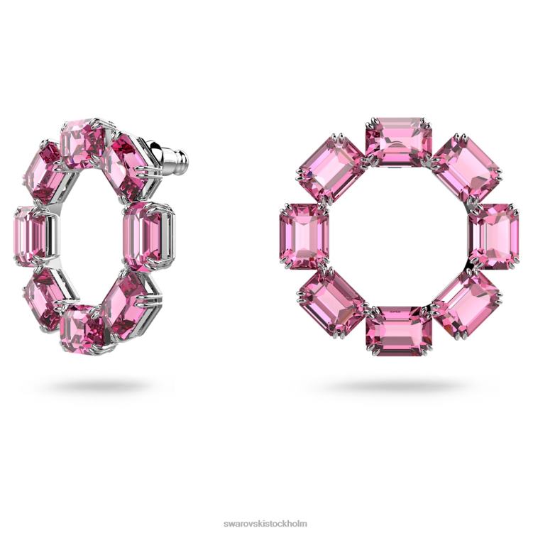 Swarovski millenia hoop örhängen P28L936 Smycken octagon cut, rosa, rodiumpläterad