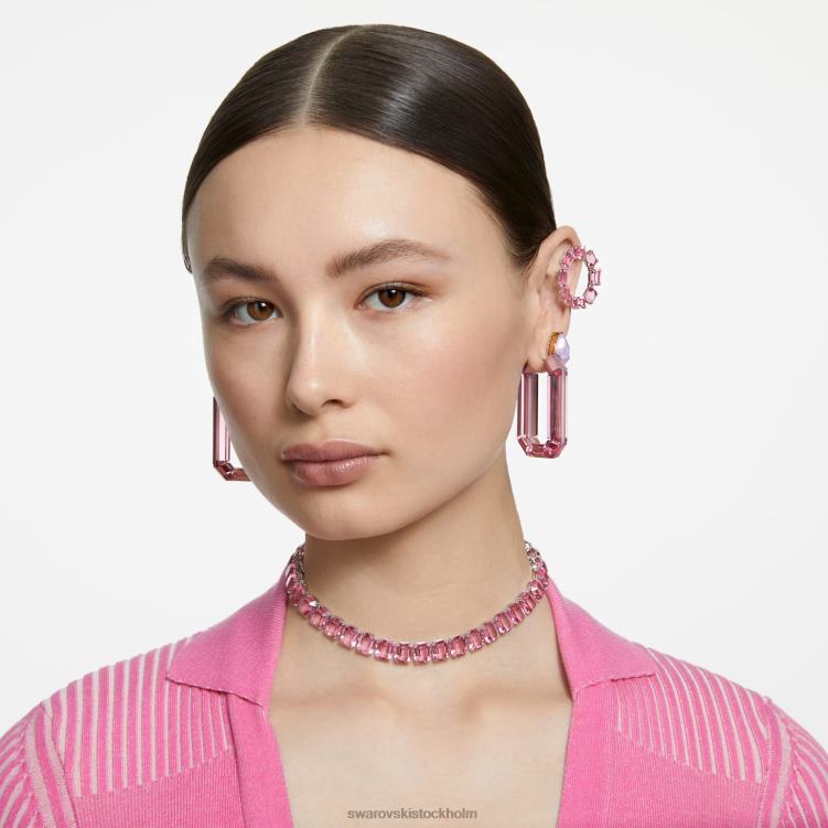 Swarovski millenia hoop örhängen P28L936 Smycken octagon cut, rosa, rodiumpläterad