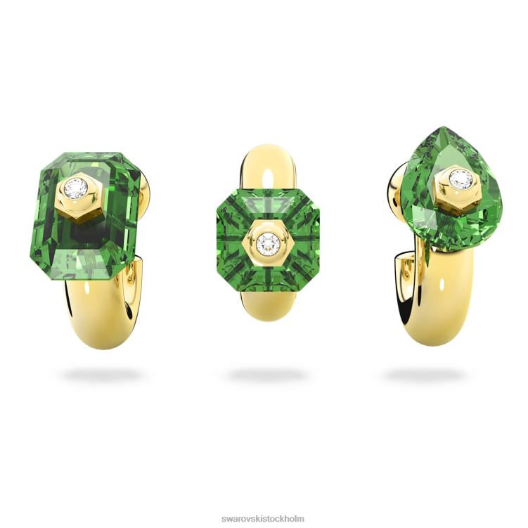 Swarovski numina hoop örhängen P28L381 Smycken blandade snitt, grön, guldfärgad