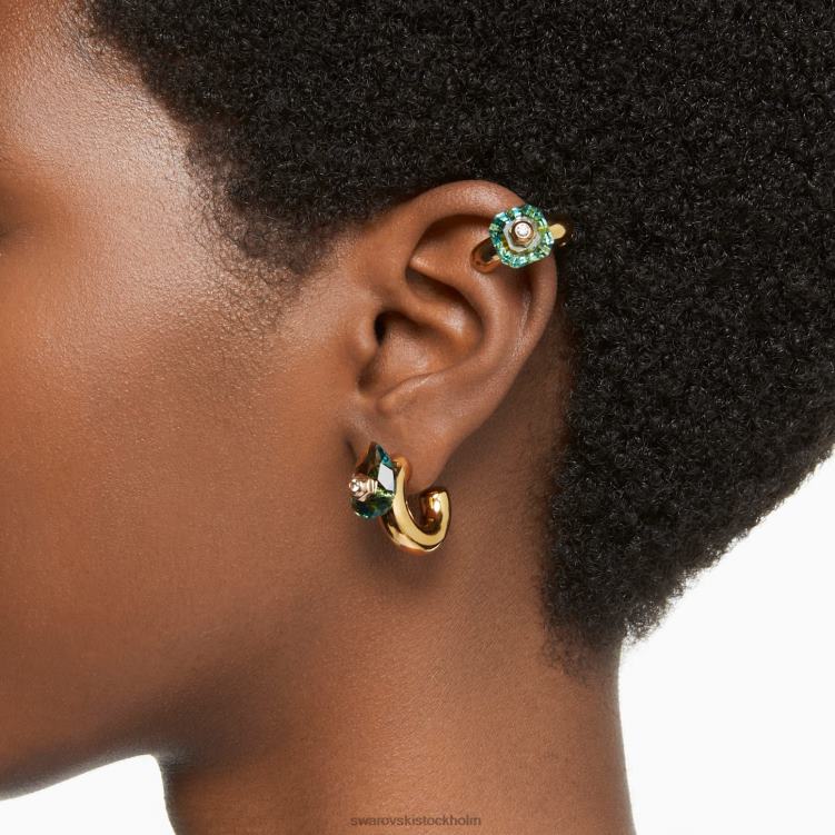 Swarovski numina hoop örhängen P28L381 Smycken blandade snitt, grön, guldfärgad