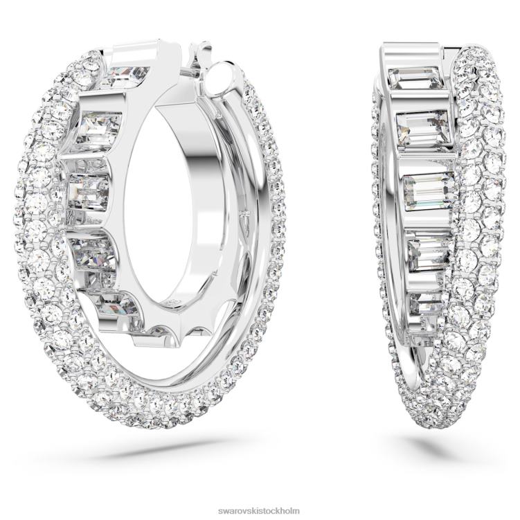 Swarovski rota hoop örhängen P28L879 Smycken blandade snitt, vita, rodiumpläterade