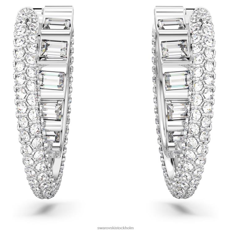 Swarovski rota hoop örhängen P28L879 Smycken blandade snitt, vita, rodiumpläterade