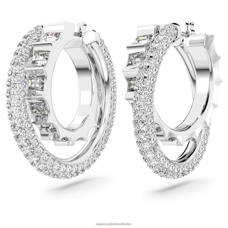 Swarovski rota hoop örhängen P28L879 Smycken blandade snitt, vita, rodiumpläterade