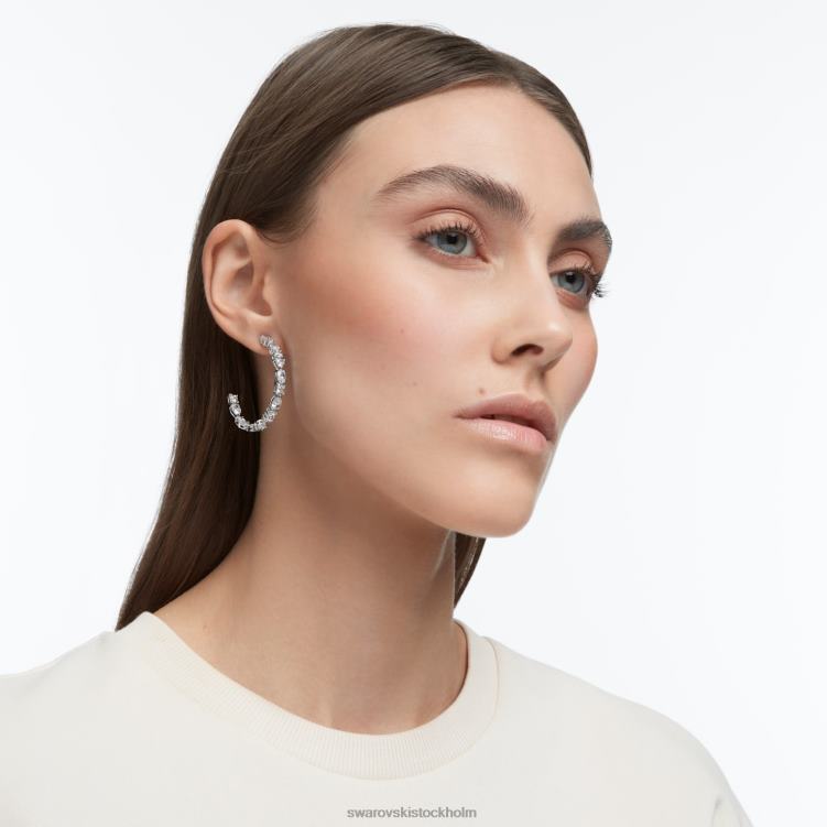 Swarovski tennis deluxe hoop örhängen P28L892 Smycken blandade snitt, vita, rodiumpläterade