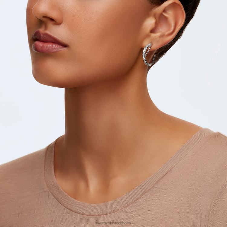 Swarovski twist hoop örhängen P28L904 Smycken vit, rodiumpläterad