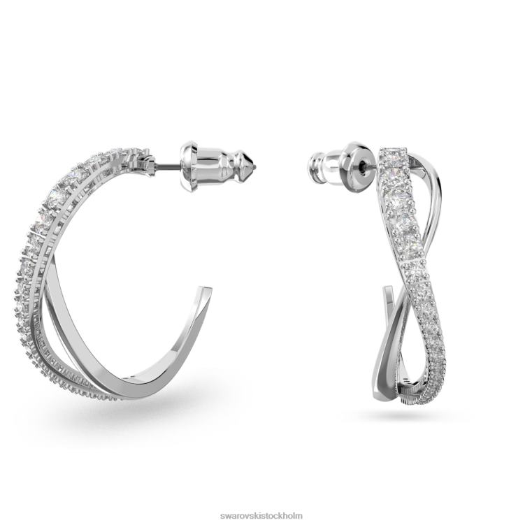 Swarovski twist hoop örhängen P28L904 Smycken vit, rodiumpläterad