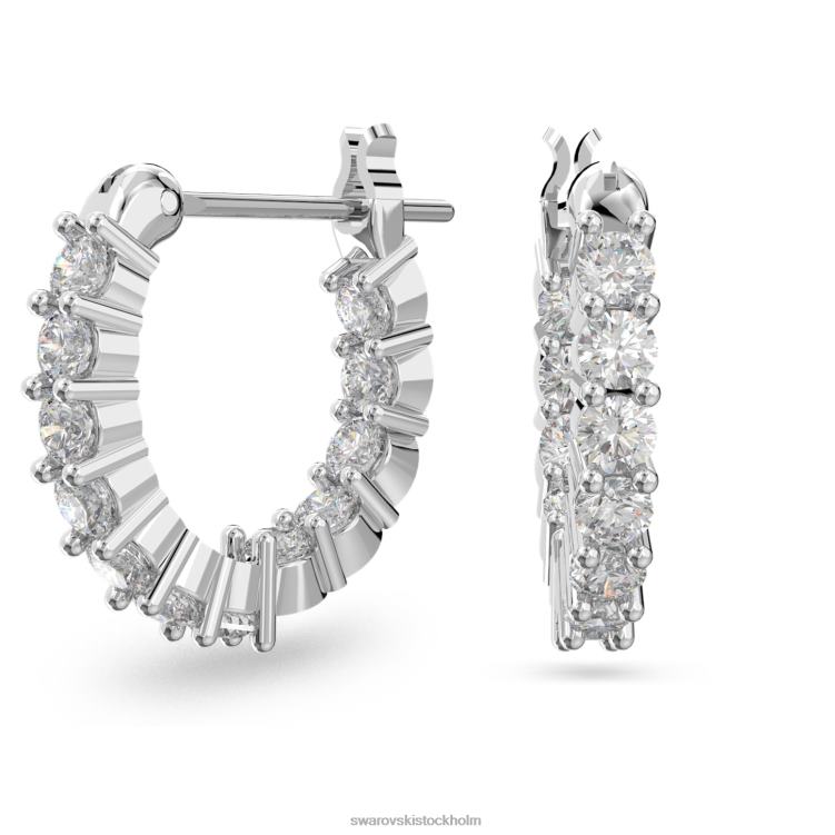 Swarovski vittore hoop örhängen P28L868 Smycken rund skuren, vit, rodiumpläterad