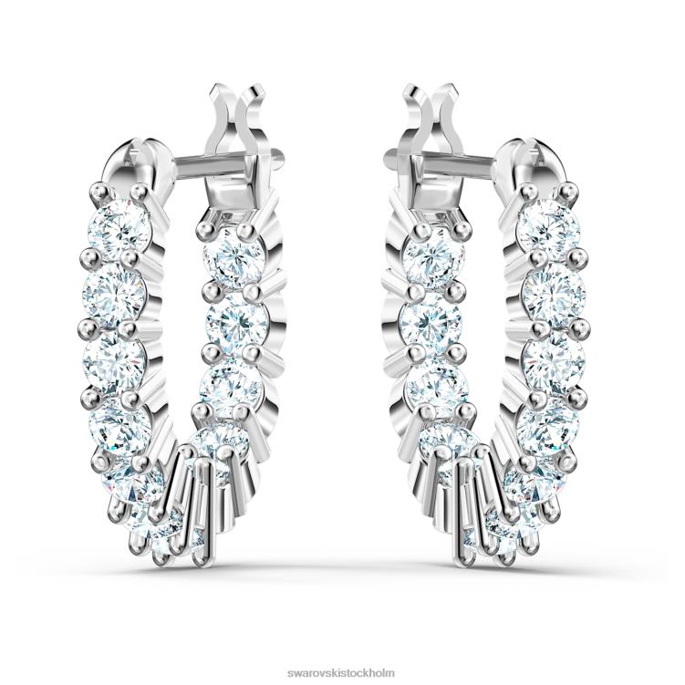 Swarovski vittore hoop örhängen P28L868 Smycken rund skuren, vit, rodiumpläterad