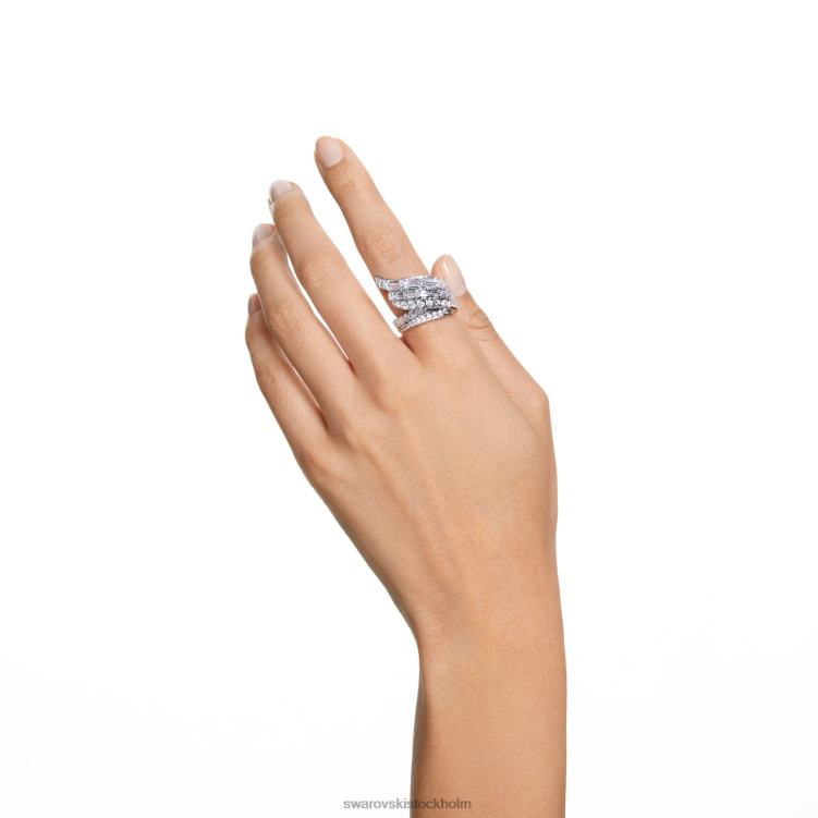 Swarovski hyperbel cocktailring P28L996 Smycken kolneutral zirkoniumoxid, blandade snitt, vit, rodiumpläterad
