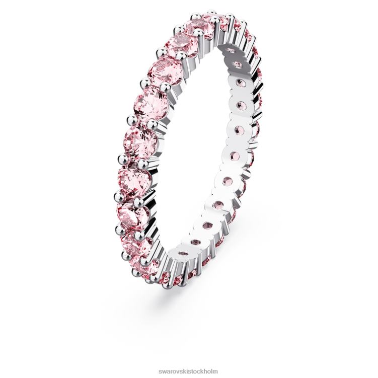 Swarovski matrisring P28L1003 Smycken rund skuren, rosa, rodiumpläterad