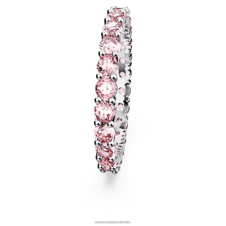 Swarovski matrisring P28L1003 Smycken rund skuren, rosa, rodiumpläterad