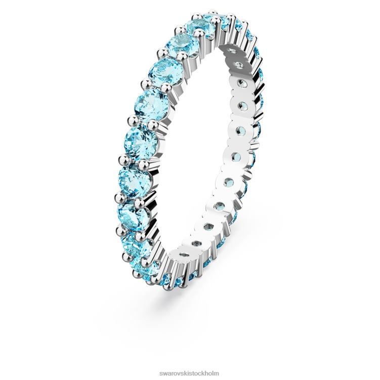 Swarovski matrisring P28L1005 Smycken rund skuren, blå, rodiumpläterad