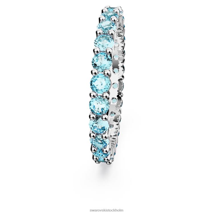 Swarovski matrisring P28L1005 Smycken rund skuren, blå, rodiumpläterad