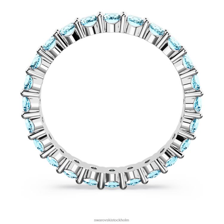 Swarovski matrisring P28L1005 Smycken rund skuren, blå, rodiumpläterad