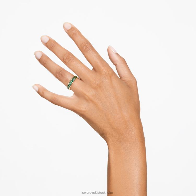 Swarovski matrisring P28L992 Smycken baguetteskuren, grön, guldfärgad