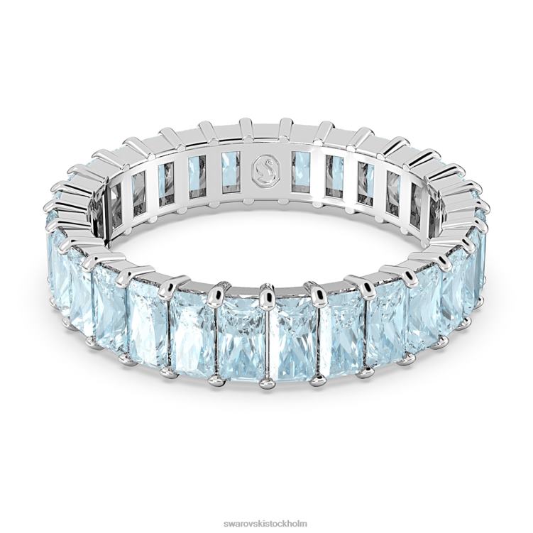 Swarovski matrisring P28L993 Smycken baguetteskuren, blå, rodiumpläterad