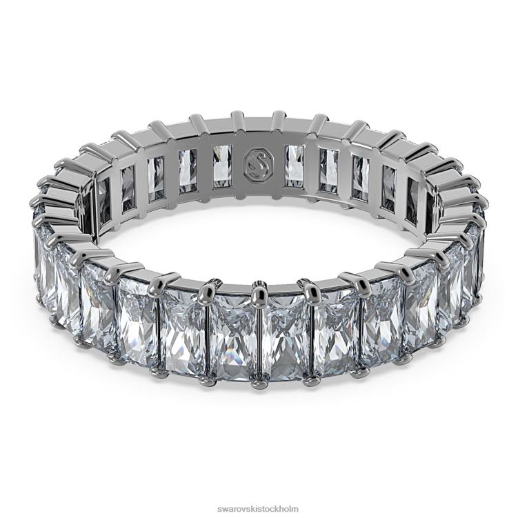 Swarovski matrisring P28L994 Smycken baguetteskuren, grå, ruteniumpläterad