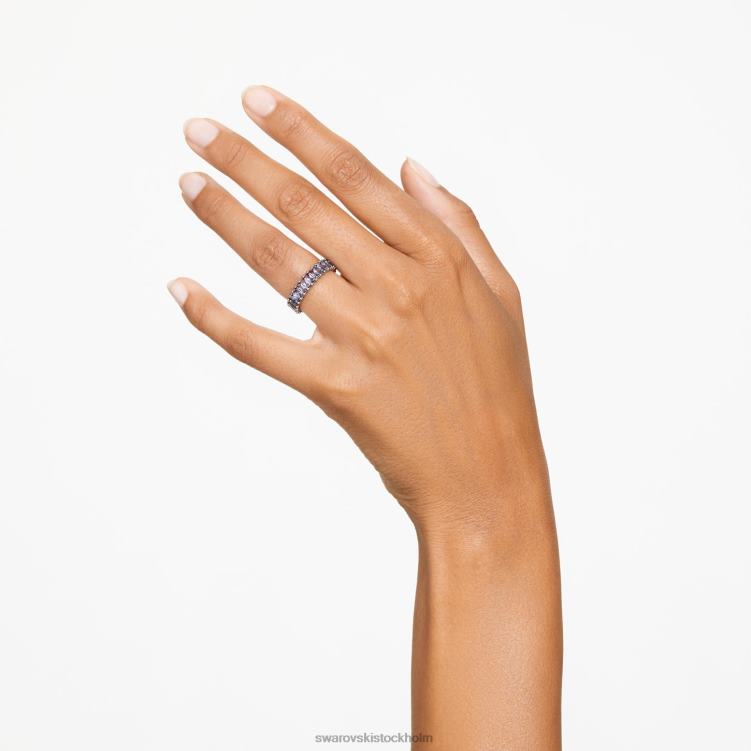 Swarovski matrisring P28L994 Smycken baguetteskuren, grå, ruteniumpläterad