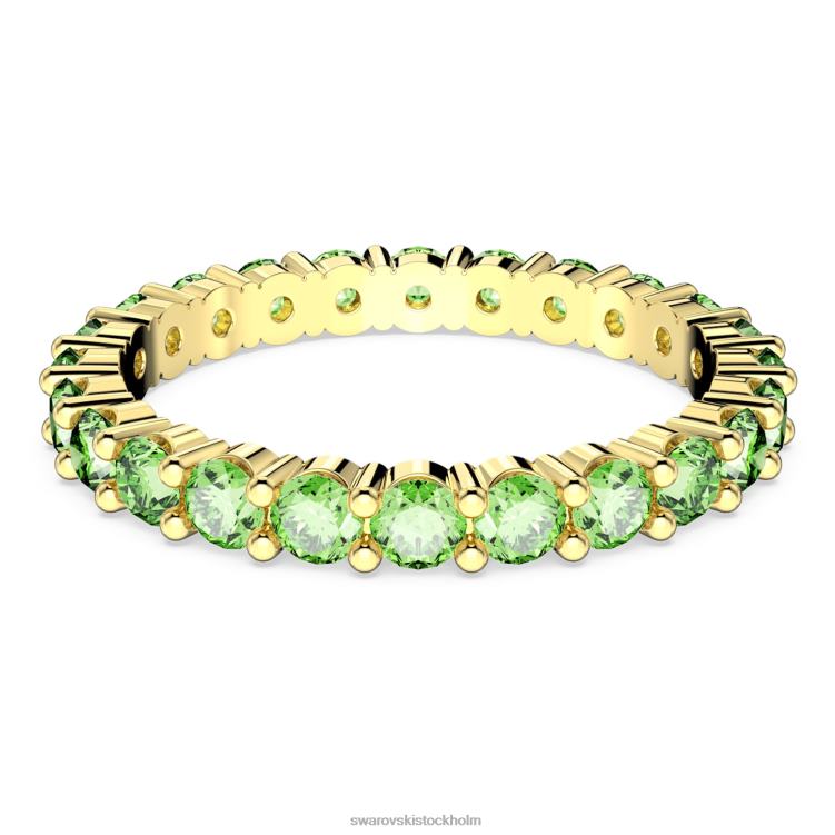 Swarovski matrisring P28L995 Smycken rund skärning, grön, guldfärgad