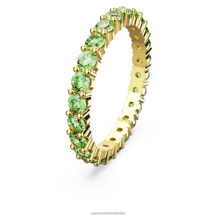 Swarovski matrisring P28L995 Smycken rund skärning, grön, guldfärgad