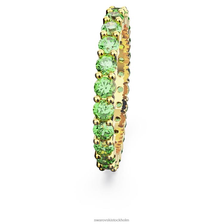 Swarovski matrisring P28L995 Smycken rund skärning, grön, guldfärgad