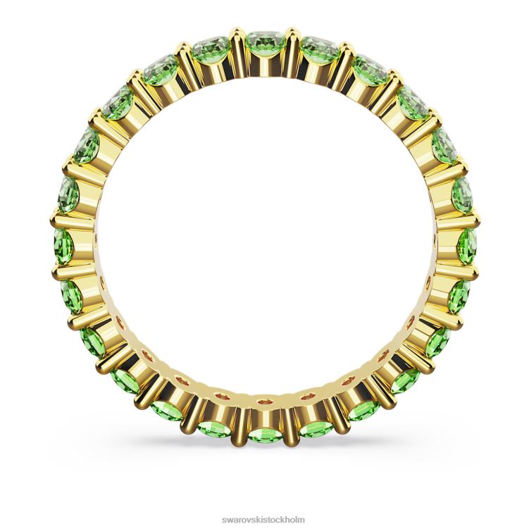 Swarovski matrisring P28L995 Smycken rund skärning, grön, guldfärgad