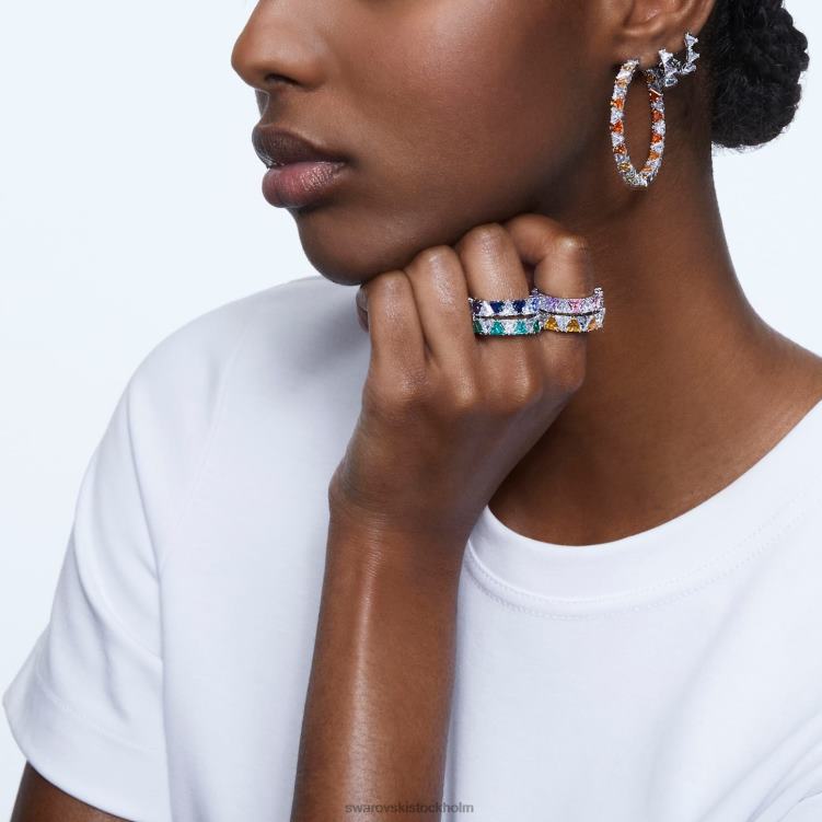 Swarovski Ortyx cocktailring P28L1058 Smycken triangelskuren, lila, rodiumpläterad