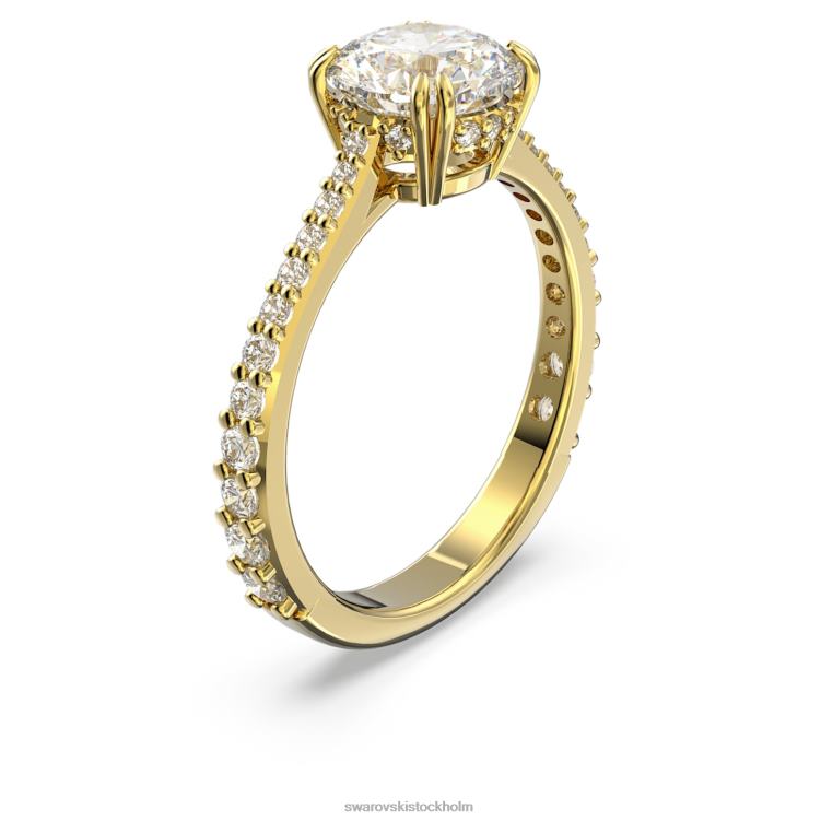 Swarovski constella cocktailring P28L983 Smycken princess cut, pave, vit, guldfärgad